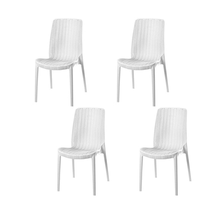 Lagoon Rue Resin Stackable Rattan Style Dining Chairs, 4PK 7025W8-SSLGS
