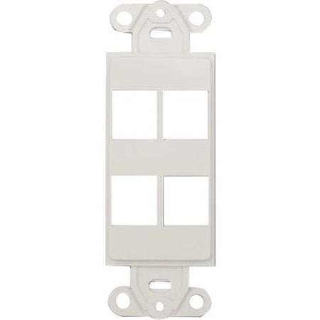 Cable Wholesale Decora Wall Plate Insert, White, 4 Keystone Jack 302-4D-W