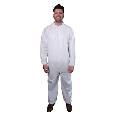 Vguard Microporous Coverall, 60gsm, White, Elastic Wrists & Ankles, L, 25PK BC28B13