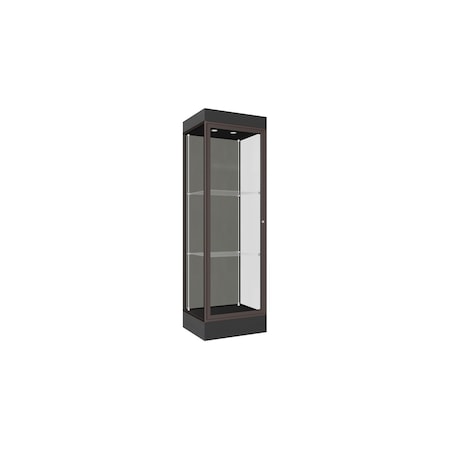 Ghent Lighted Floor Display Case 24x76x20, 6" Base, Bronze 91LFSL-BZ-BLK