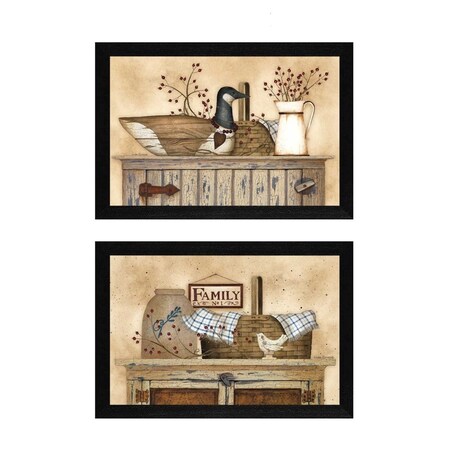 Homeroots Set Of Two Rustic Still Life Black Framed Print Wall Art, 2PK 405717