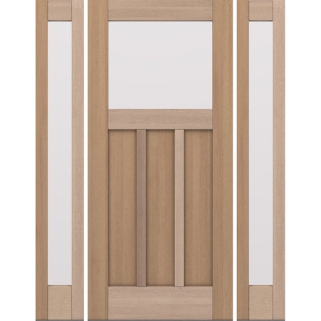 Doornmore CRF-P3G1, 65.25" x 82" ( 36" Door + 2x12" Side) Right Hand, Mahogany Top View Exterior Door CRF-P3G1-SW-3680-G101-SL_1-2_RI