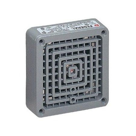 Federal Signal Vibratone Horn, Bell Alarm Type, 120V AC, Indoor, Flush or Semi-Flush Mounting, 4 in x 4 in, Gray 350-120-30
