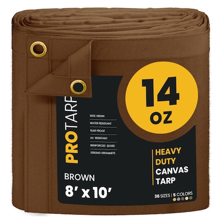 Protarp 8 ft. x 10 ft., 14 Oz, Brown, Polyester PT-302-8X10