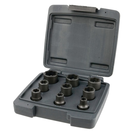 Performance Tool 9 pc. 3/8 in. Dr. Metric Bolt Extractor Set, Stripped Bolt Removal, Case W38917
