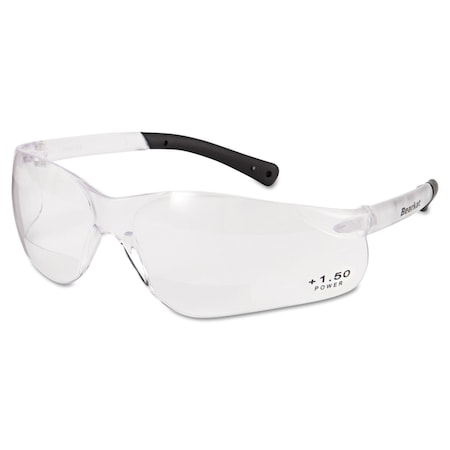 Mcr Safety Reader Safety Glasses, Clear Frameless Frame, 1.5 Diopter, Clear Lens, Anti-Scratch Coating BKH15