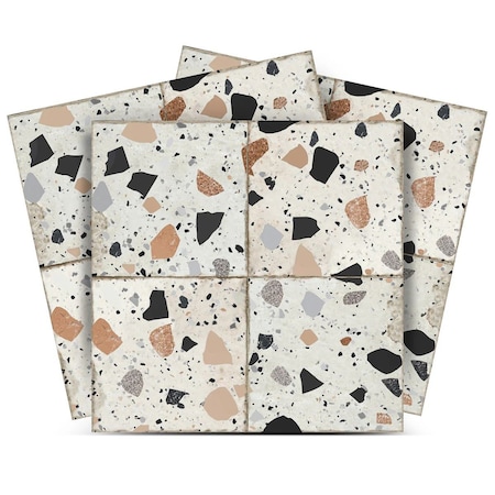 Homeroots 5" x 5" Beige Vinyl Arabesque Peel And Stick Removable Tiles 607062