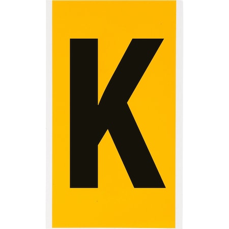Brady Outdoor Vinyl 6 in Black on Yellow Letters K Card 1570-K