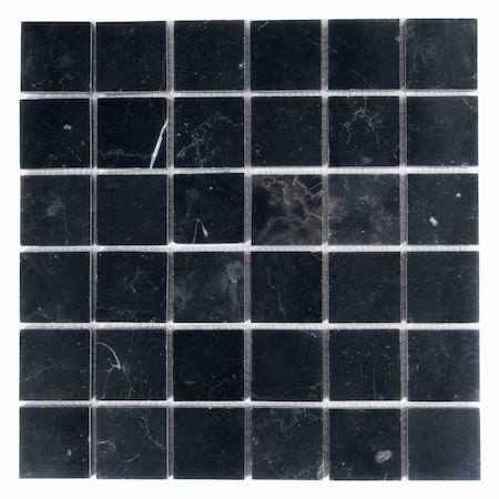 Apollo Tile Vigoro 12x12 Nero Marquina Marble Polished Black Mosaic Wall and Floor Tile, 5PK APLTRK8854A