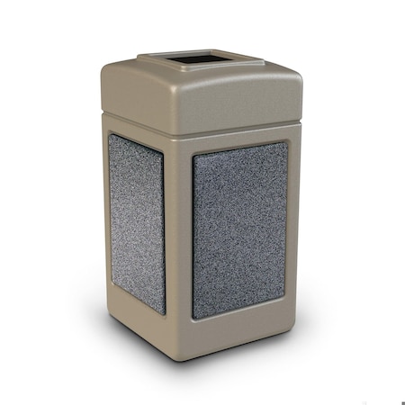 Commercial Zone Products 42-gallon StoneTec Square Open-Top, Beige w/ Pepperstone 720317K