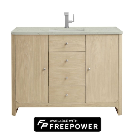 James Martin Vanities Gracyn 48 in. Single Vanity, Coastal Driftwood, w/ 3 CM Victorian Silver Silestone Top D125-V48-CSD-FVSL