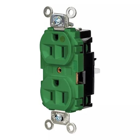 Hubbell Wiring Device-Kellems Straight Blade Receptacle, 5-15R, 15 A, 125V AC, 2 Pole, 3 Wire, Surface Mount, Grounded HBL8200STGN