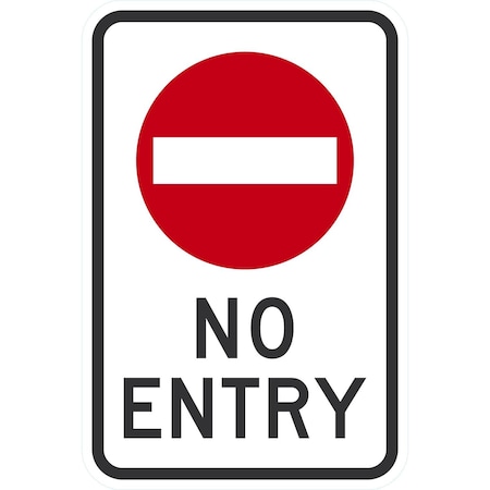 Lyle No Entry (w/sym), 12x18, Engineer Grade, White G-3369-EG_12x18