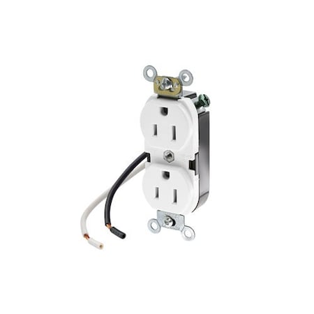 Leviton Leaded Dup 15A 125V Self-Gr Wht 5040-CW