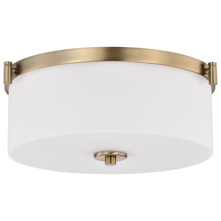 Nuvo Liam, 3 Light Flush Mount, Burnished Brass, White Opal Glass 60/8207