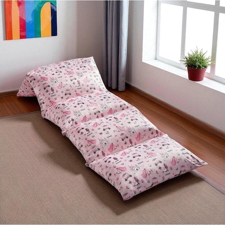 Homeroots 26" Pink and White Microfiber Princess Pouf Cover 546280