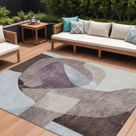 Homeroots 10' X 14' Brown And Taupe Abstract Washable Indoor Outdoor Area Rug 630446