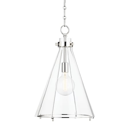 Hudson Valley Lighting Eldridge 1 Light Pendant 14 In. Polished Nickel 7304-PN
