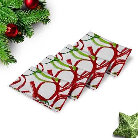 Homeroots Set of Four Green and Red 100% Cotton 21" X 12" Washcloth Set, 4PK 571902