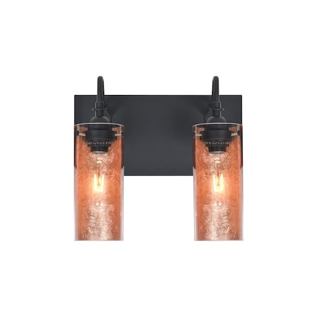 Besa Lighting Duke Vanity, Copper Foil, Black, 2x60W Incandescent 2WG-DUKECF-BK