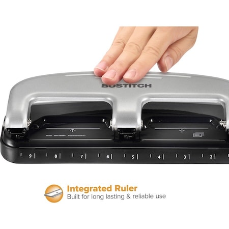 Paperpro Three-Hole Paper Punch, 20 Sheet, Blk/Slvr ACI2220