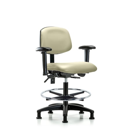 Blue Ridge Ergonomics Medium Bench Chair Chair, Vin, Med Ben, Tilt AA CF Glides, Wht, Adjustable Arms, 22" to 29" Height BR-VMBCH-RG-T1-A1-CF-RG-8501