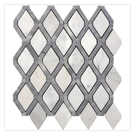 Apollo Tile 11x11 in. Polished Soft White, Stone Mosaic Diamond Wall and Floor Tile 4.2 sq ft/case, 5PK APLTRL8810A