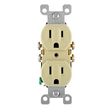 Leviton Residential Grade Duplex Receptacle, 15 Amp, 125 Volt, Ivory 5320-ICP