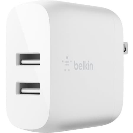Belkin DUAL USBA WLCHARGER 1M PVC A-LTG, 24W, WT WCD001DQ1MWH