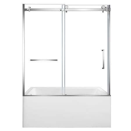 Kingston Brass 60" Acrylic Alcove Left-Hand Drain Tub with Right Sliding Tub Door, White/Polished Chrome KVTAP6032L221