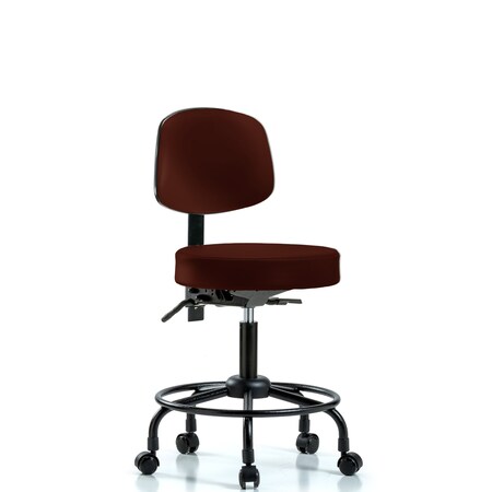 Blue Ridge Ergonomics Desk Stool, Vinyl, Bk, RT, Tilt, Cast, Burg BR-VDHST-RT-T1-RC-8569