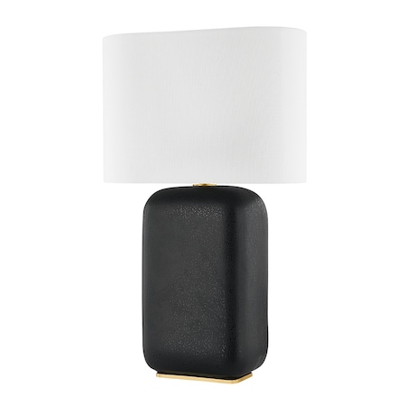 Hudson Valley Lighting Arthur 1 Light Table Lamp 17 In. Aged Brass/Black Lava Ceramic L1919-AGB/CBV