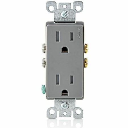 Leviton Duplex Decora Receptacle, 15 Amp, 125 Volt T5325-GY