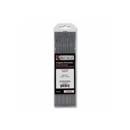 Best Welds 2% Ceriated Ground Tungsten Electrode, 1/16 in x 7 in, 10 PK 900-1167GC2