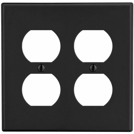 Hubbell Wiring Device-Kellems Wallplate, Mid-Size 2-Gang, 2) Duplex, Black PJ82BK