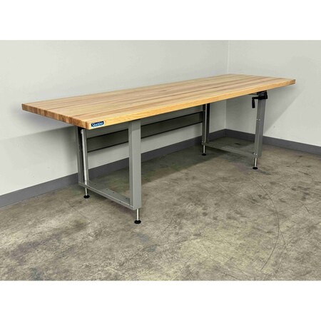 Stackbin Hand Crank Workbenches, 96"W, Adj.H, 1000lb M9630-4000-BK