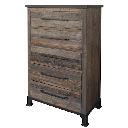 Homeroots 36" Gray Solid Wood Five Drawer Dresser 524578