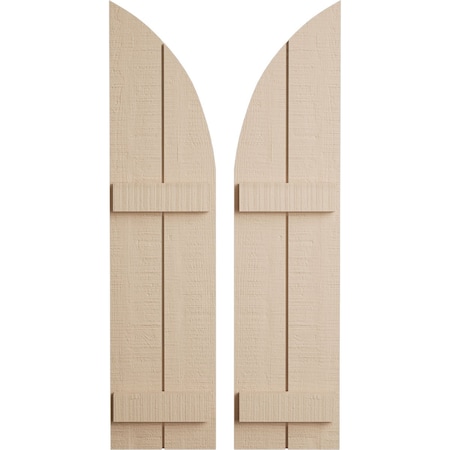 Ekena Millwork Rough Cedar 2 Board Joined Board-n-Batten w/Quarter Round Arch Top Faux Wood Shutters, 11W x 84H, PR SHUBJQ11X84RCPR