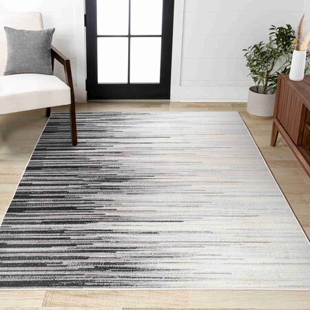 Jonathan Y Linear Modern Half-Stripe Gray/Cream 5 ft. x 8 ft. Area Rug CTP112B-5