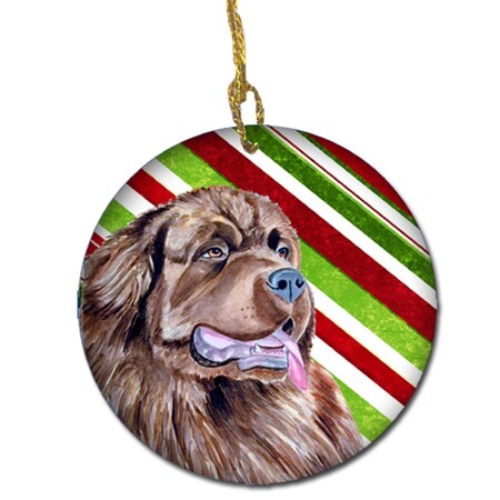 Carolines Treasures Newfoundland Candy Cane Holiday Christmas Ceramic Ornament LH9219-CO1