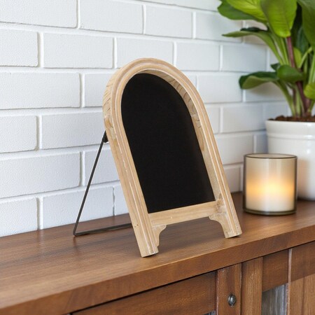 Homeroots 12" Natural Wood Tabletop Easel Chalk Board 642295