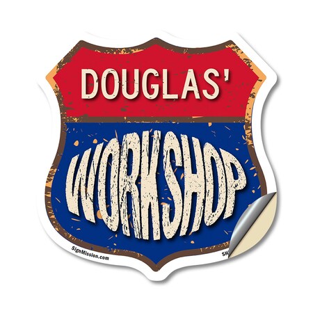 Signmission Douglas's Workshop, 12 Inch X 12 Inch, Vinyl Decal SHI-D-12-489-DOUGLAS
