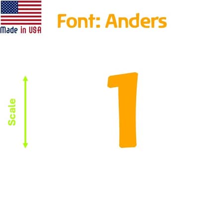 Aacc Self-Adhesive Vinyl Number: 1, Size: 3 cm. Color: Orange Font: Anders, 4PK AACC-Anders-N1-Orange-M3x4