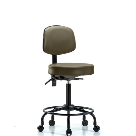 Blue Ridge Ergonomics Vinyl Stool, Back, Med Bench, Round Tube Base, Tilt, Casters, Royal BR-VMBST-RT-T1-RC-8809