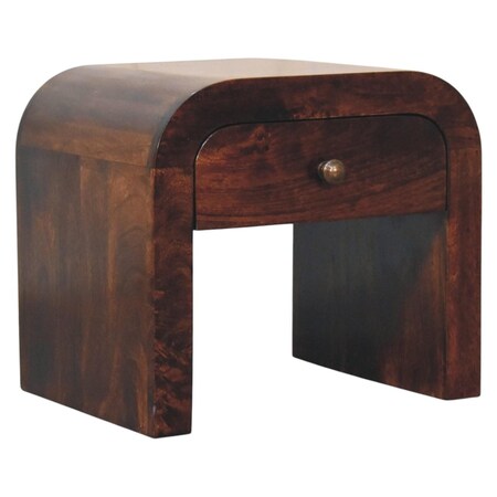Homeroots 16" Walnut Solid Wood Round One Drawer Nightstand 722582