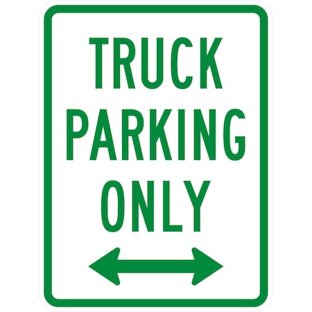Lyle Truck Parking Only with Bidirectional Arrow, 18x24, High Intensity Prismatic, White G-10568-HI_18x24