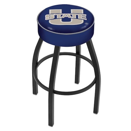 Holland Bar Stool Co 25" 4" Utah State Cushion Seat, Blk Wrinkle Base Swivel Bar Stool L8B125UtahSt