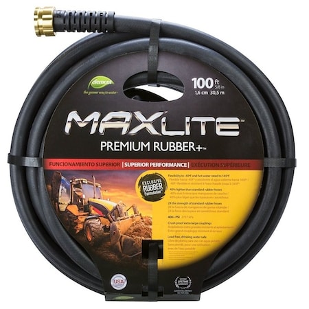 Swan 100 ft L Garden Hose, Rubber Tube, Black CELSGC58100