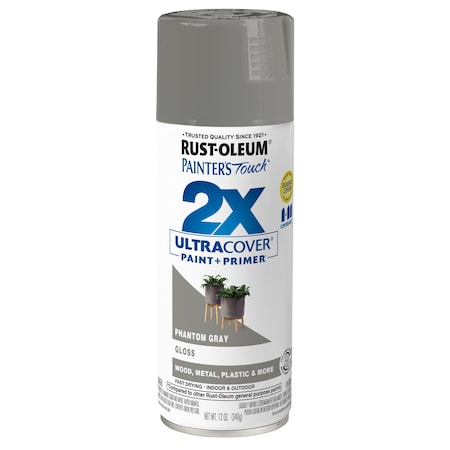 Rust-Oleum 2X Ultra Cover Spray Paint, Phantom Gray, Gloss, 12 oz 372273