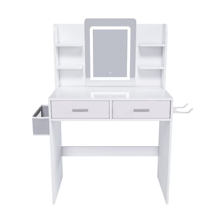 Homeroots 28" White Wood Lighted Two Drawer Dresser 714262